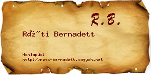 Réti Bernadett névjegykártya